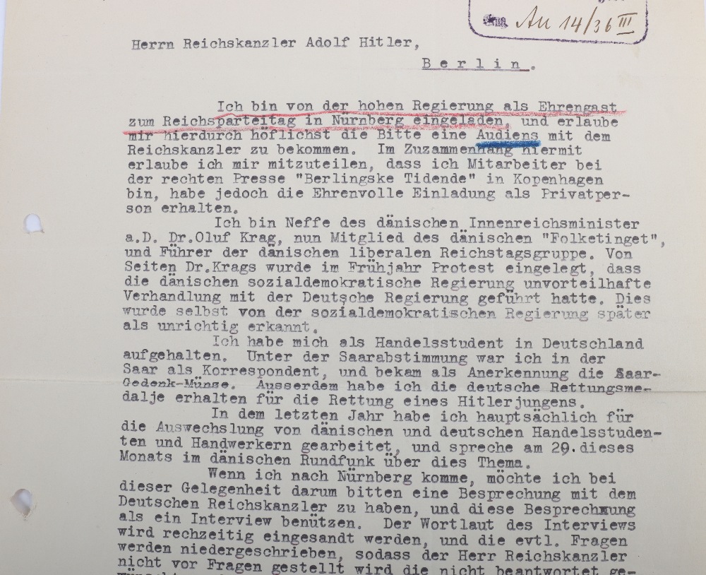 Interesting Third Reich Documents Relating to the Danish Journalist and Hollywood Gossip Columnist I - Bild 10 aus 47