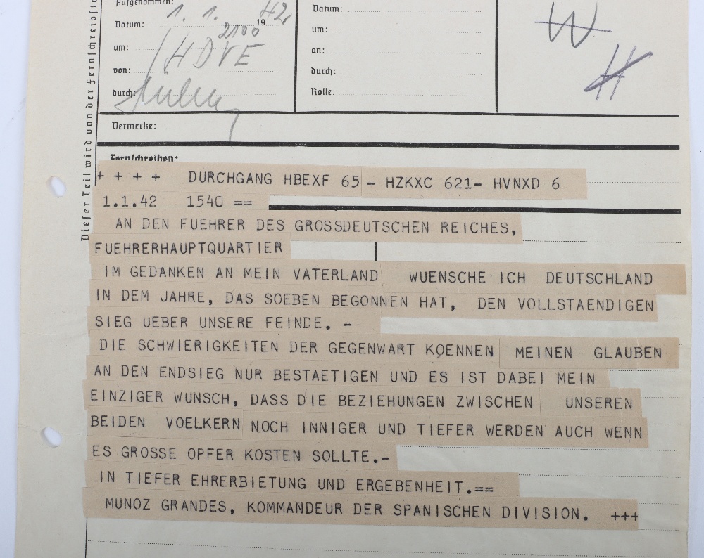 Historically Important Documents Sent by Adolf Hitler to Spanish General and Commander of the Spanis - Bild 7 aus 17