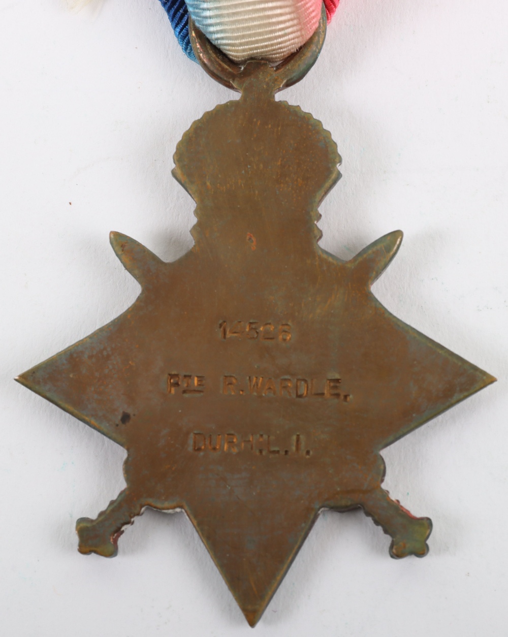 Great War 1914-15 Star Medal Trio to a Private in the 14th Battalion Durham Light Infantry Who Died - Bild 3 aus 4