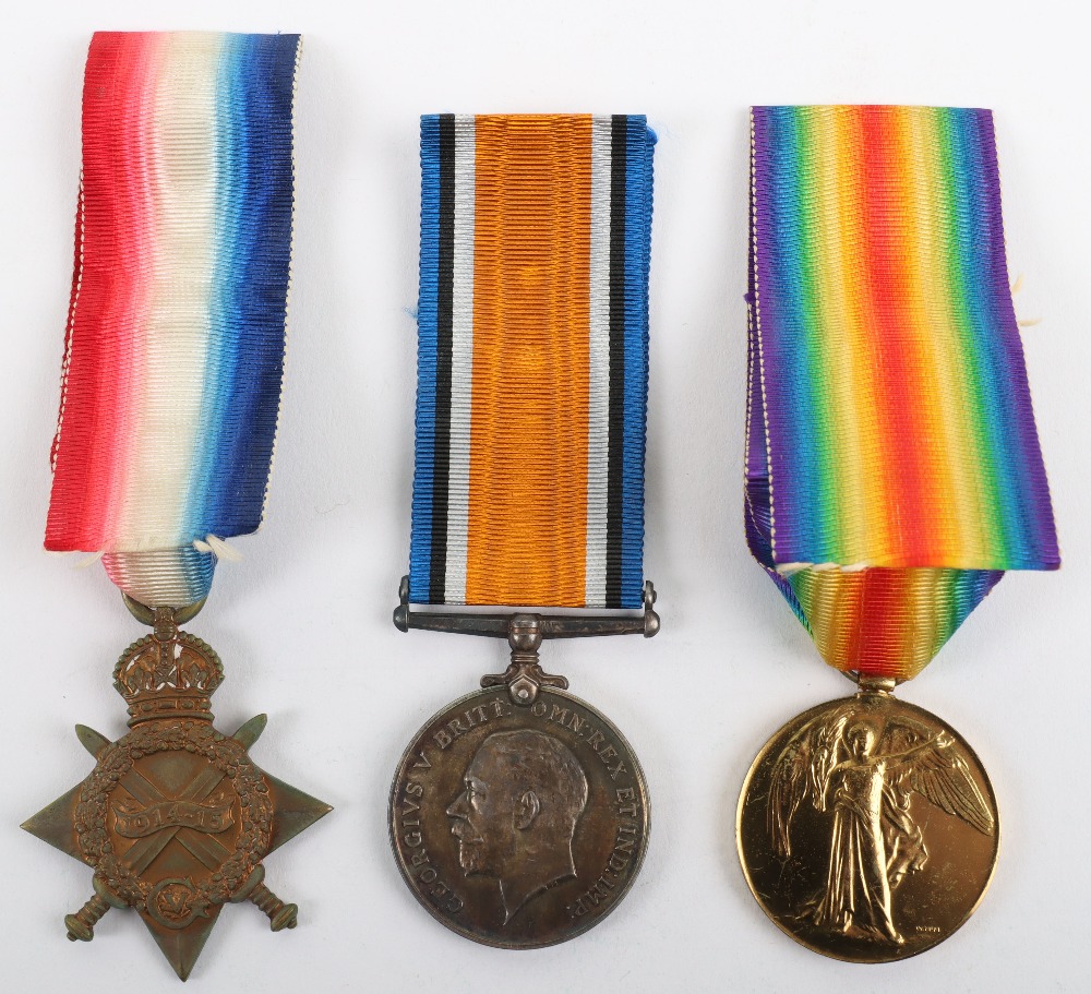 Great War 1914-15 Star Medal Trio to a Private in the 14th Battalion Durham Light Infantry Who Died
