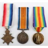 Great War 1914-15 Star Medal Trio to a Private in the 14th Battalion Durham Light Infantry Who Died