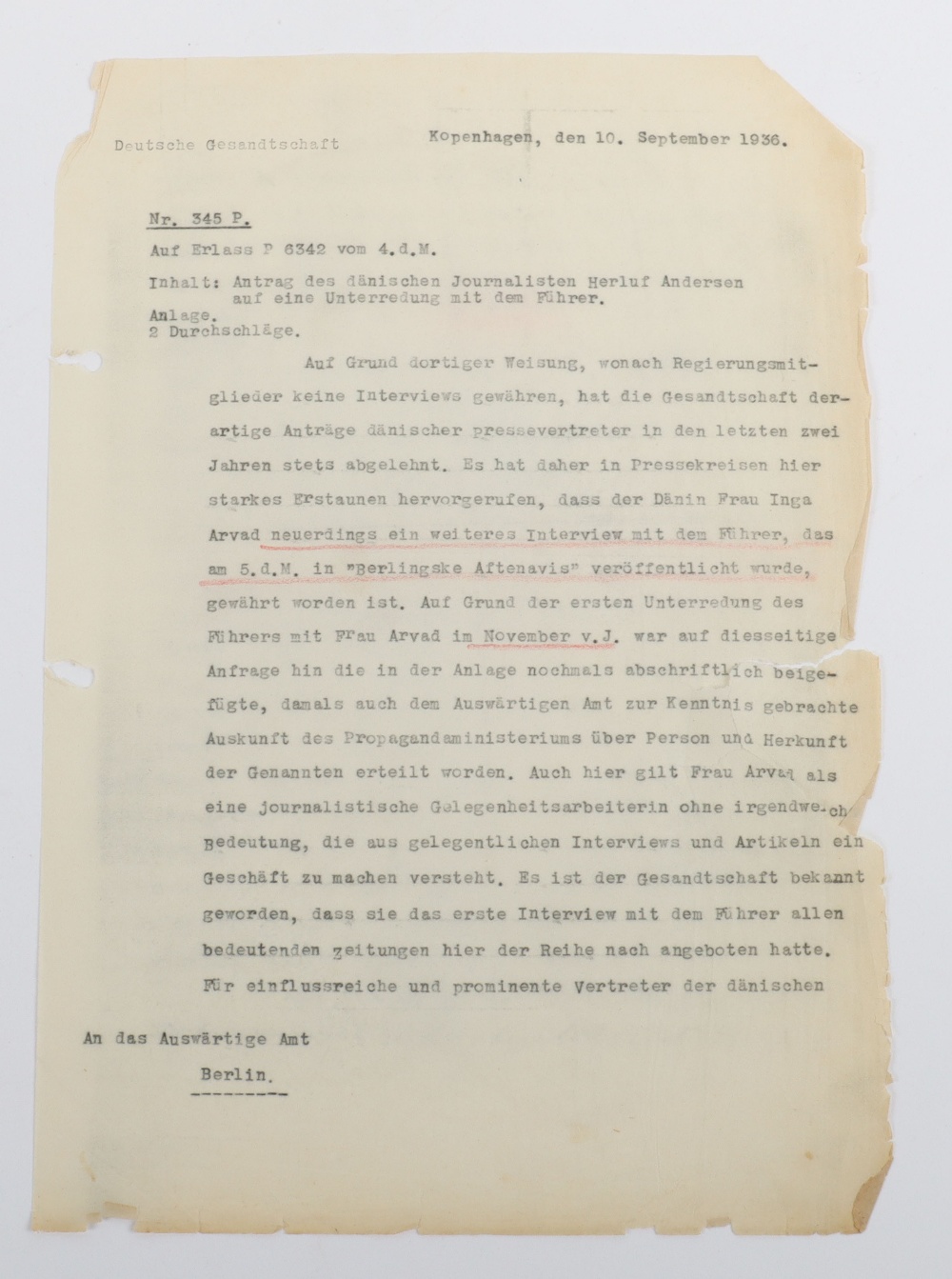 Interesting Third Reich Documents Relating to the Danish Journalist and Hollywood Gossip Columnist I - Bild 19 aus 47