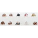 10x Miniature Ceramic German Helmets