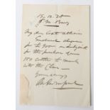 Rare Hand Written Signed Letter from Lieutenant-Colonel Anthony William Durnford, Who Was Killed in