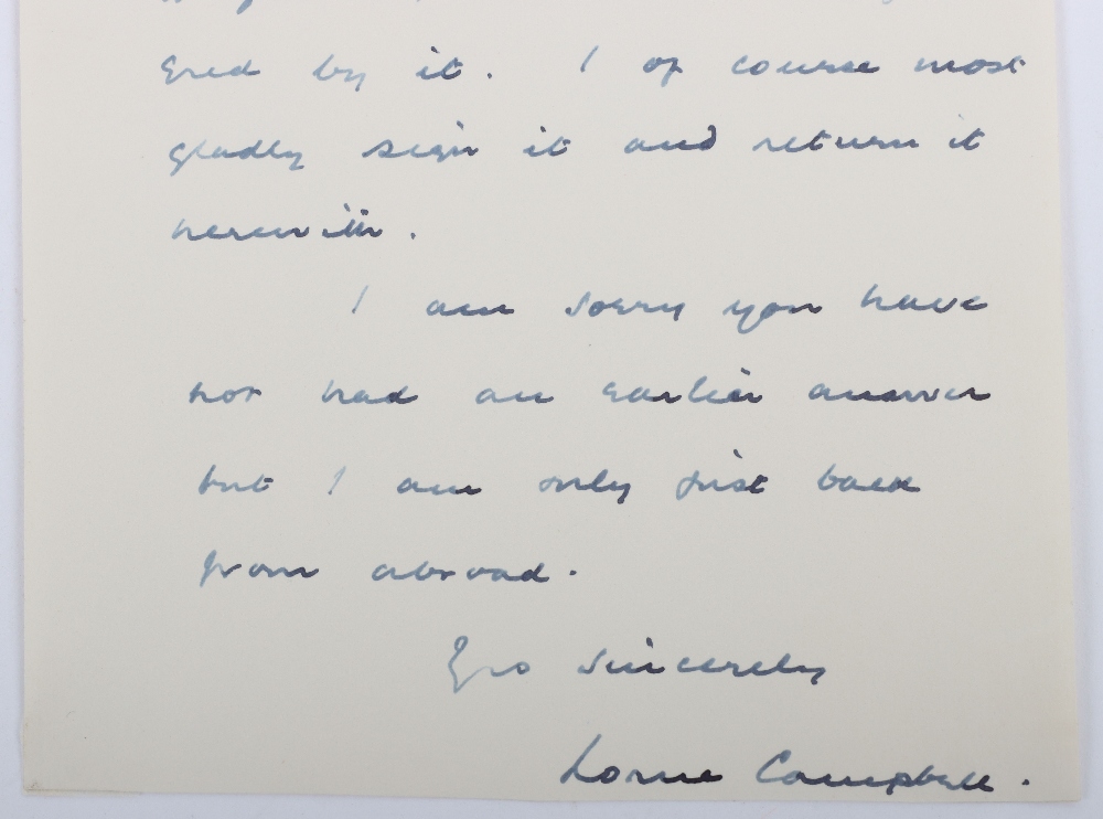 Signed Letter by Brigadier Lorne Campbell VC - Bild 4 aus 6