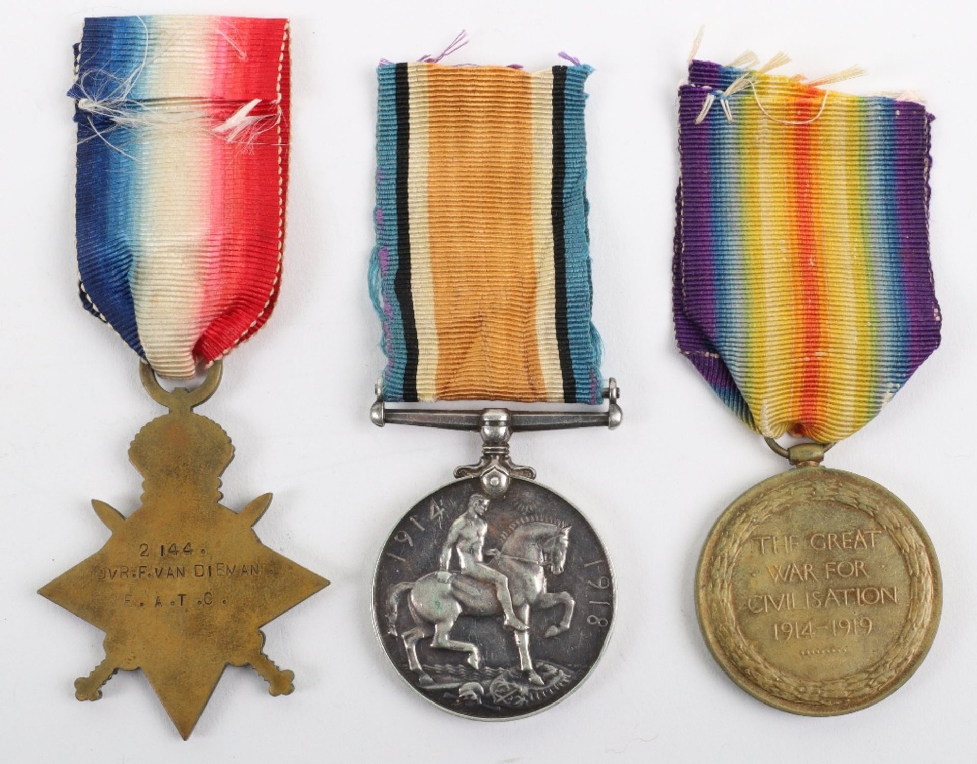An Unusual WW1 Medal Trio for Service in East Africa Transport Corps - Image 2 of 4