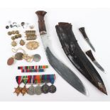 An Interesting Medal Group of Six and Presentation Gurkha Kukri to a Member of Mission 204, the Brit