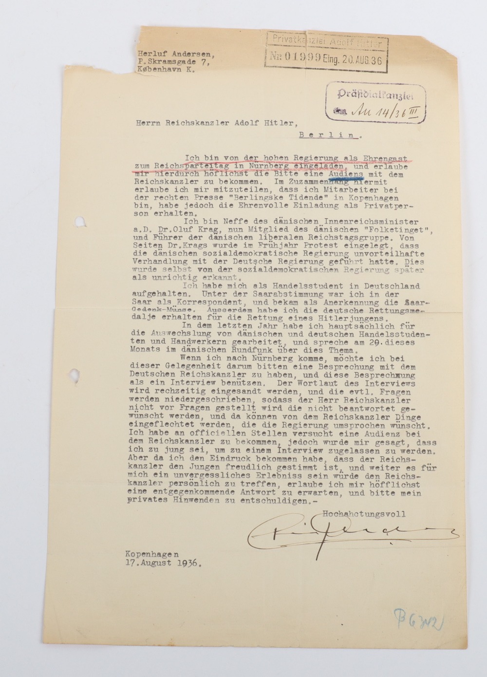Interesting Third Reich Documents Relating to the Danish Journalist and Hollywood Gossip Columnist I - Bild 8 aus 47