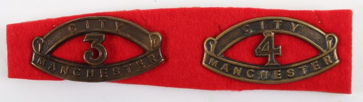 WW1 3rd & 4th City (Pals) Battalions Manchester Regiment Shoulder Titles