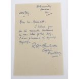 Signed Letter by Rear Admiral Robert Sherbrooke VC