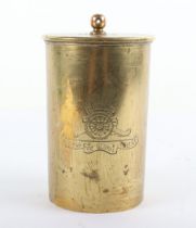 Fine Quality WW1 Trench Art Gong from a 1915 Dated Canadian 18pdr Shell of the 1st General Headquart