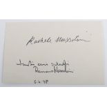 Signature of Rachele Mussolini, Second Wife of the Italian Fascist Dictator