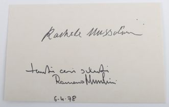 Signature of Rachele Mussolini, Second Wife of the Italian Fascist Dictator