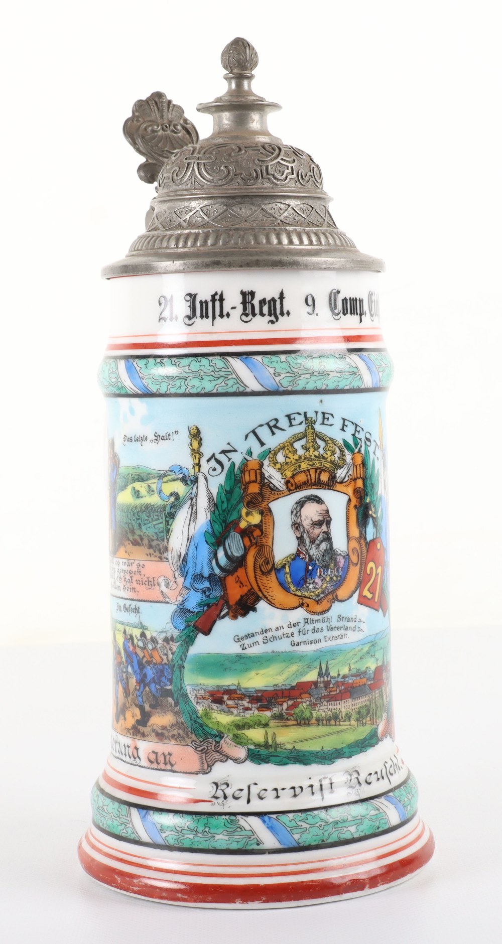 Imperial German Regimental Stein of the Bavarian 21st Infantry Regiment