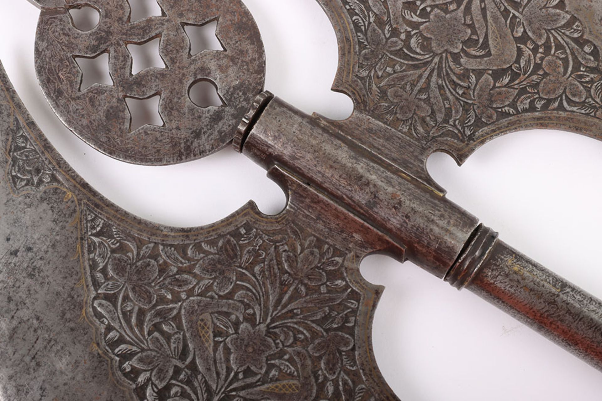 Large 19th Century Indo-Persian All Steel Double Axe Tabar - Image 4 of 12