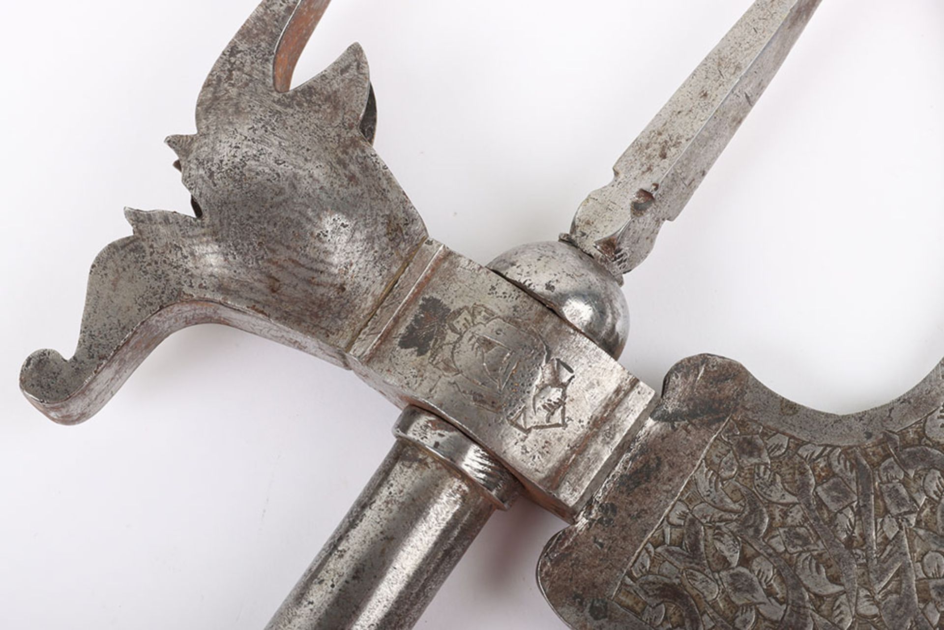 19th Century Indo-Persian All Steel Axe Tabar - Image 7 of 11