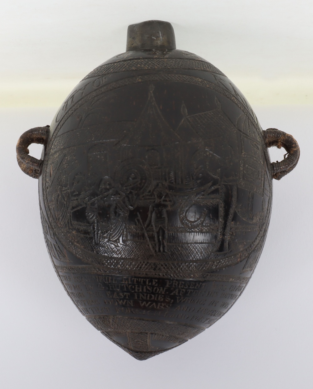 Charming Coconut Flask Souvenir ‘Bugbear’ of the 19th Regiment of Foot (the 1st York North Riding Re - Bild 2 aus 10