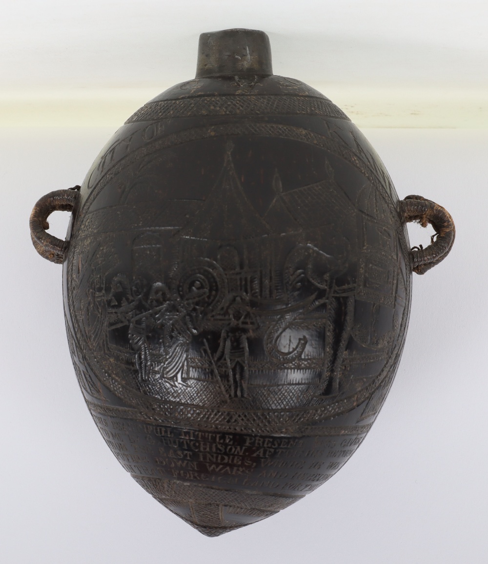 Charming Coconut Flask Souvenir ‘Bugbear’ of the 19th Regiment of Foot (the 1st York North Riding Re - Bild 3 aus 10