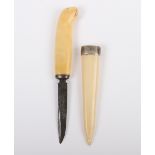 A Norwegian Carved Walrus Tusk Sheath Knife