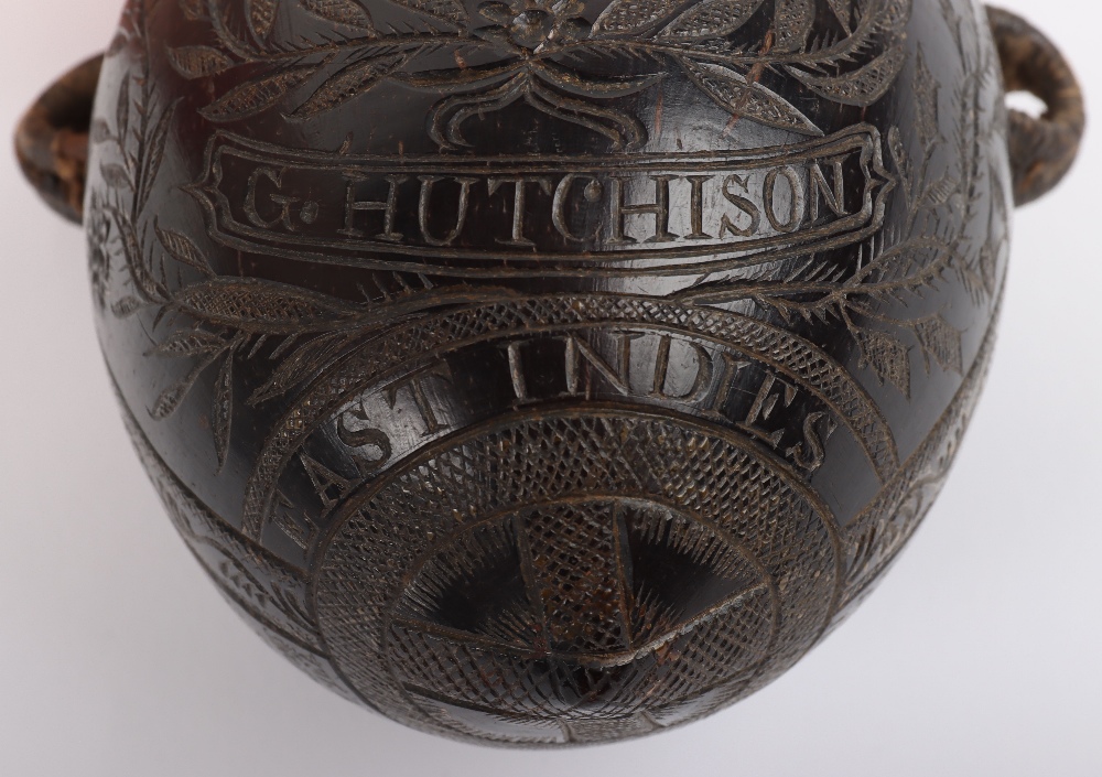 Charming Coconut Flask Souvenir ‘Bugbear’ of the 19th Regiment of Foot (the 1st York North Riding Re - Bild 9 aus 10