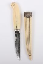A Late 19th Century Norwegian Carved Walrus Tusk Sheath Knife