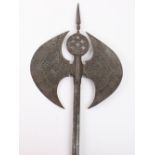 Large 19th Century Indo-Persian All Steel Double Axe Tabar