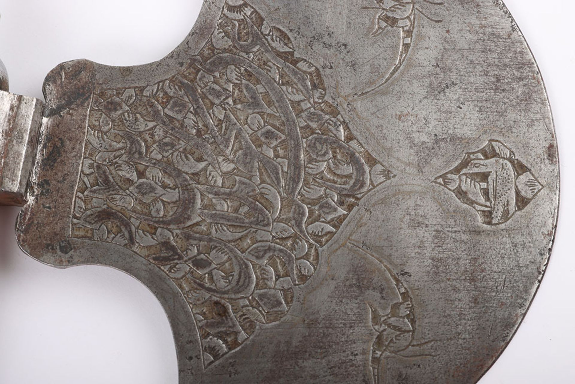 19th Century Indo-Persian All Steel Axe Tabar - Image 9 of 11