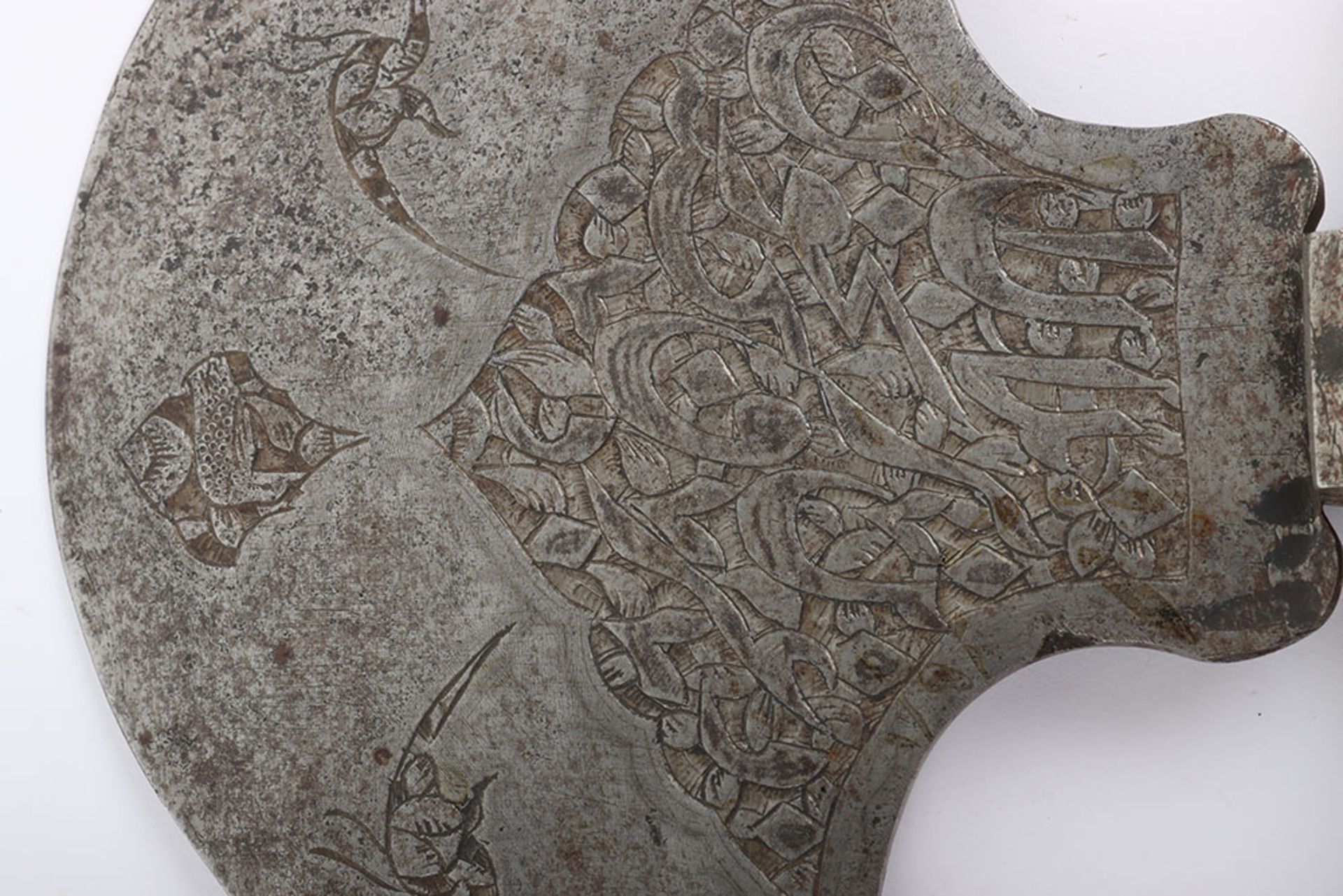 19th Century Indo-Persian All Steel Axe Tabar - Image 4 of 11