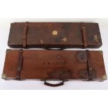 Good Quality Brass Bound Leather-Covered Fitted Mahogany Gun Case for a Double Barrel Shotgun