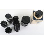 A selection of camera lenses including Elicar 7 Element Auto Tele Comvertor, Tamron Tele-Convertor,