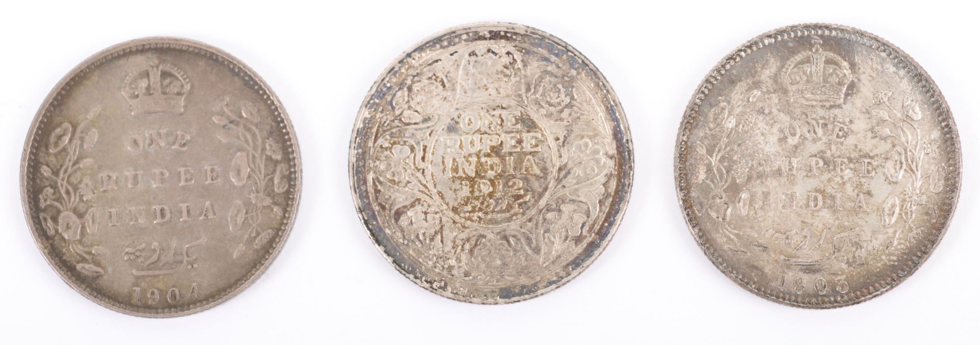 British India, Edward VII (1901-1910), One Rupee, 1903 and 1904, and a George V 1912 - Image 2 of 2