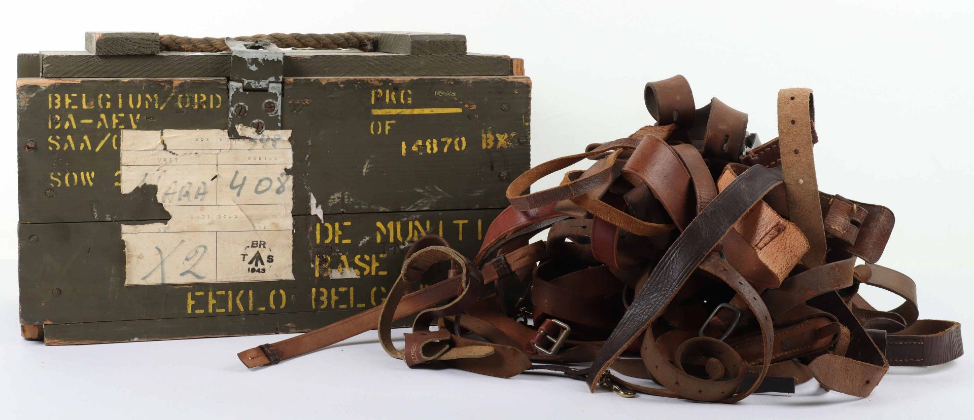 Various military style leather belts