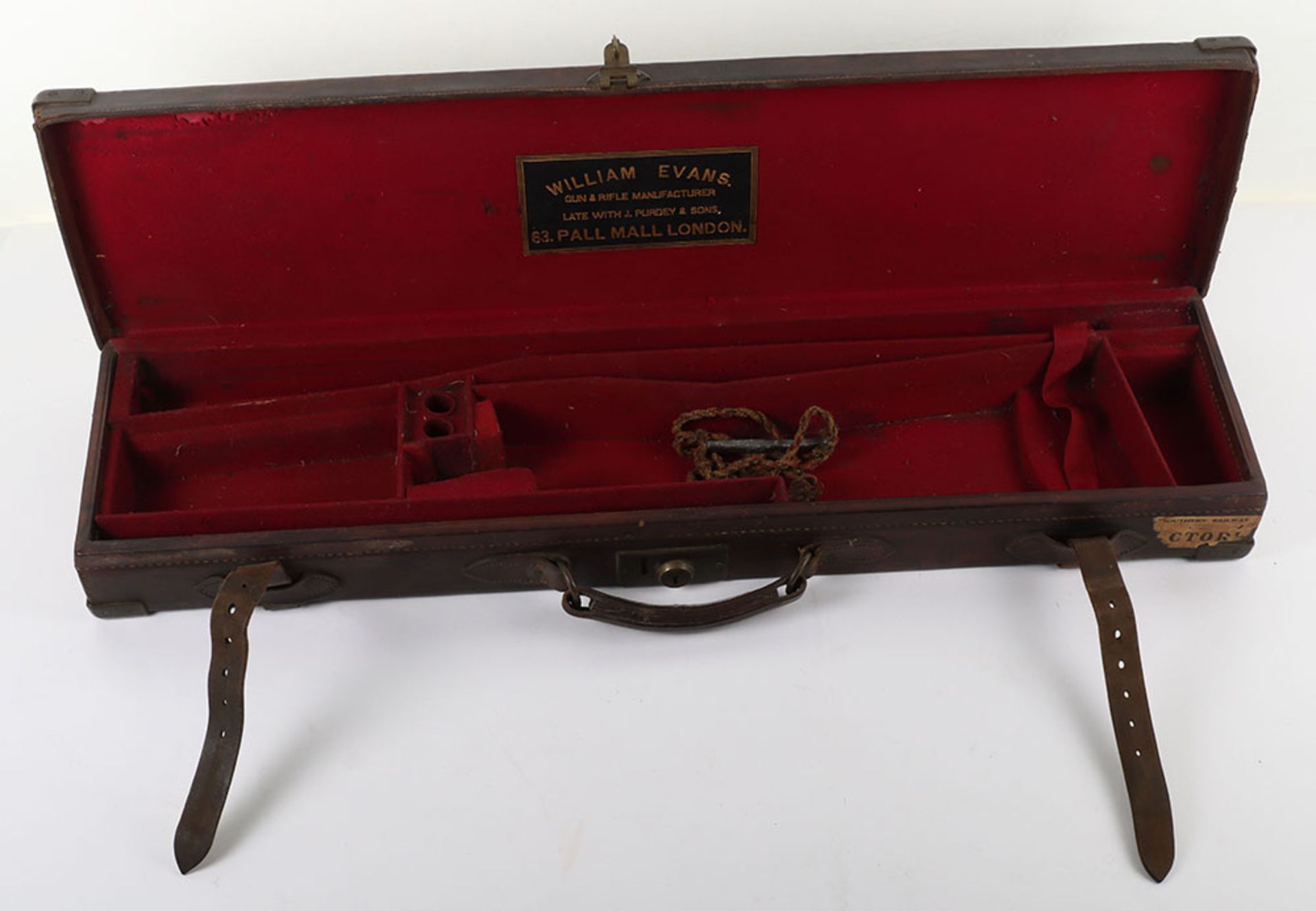 20th century leather and brass mounted single gun case - Image 2 of 9
