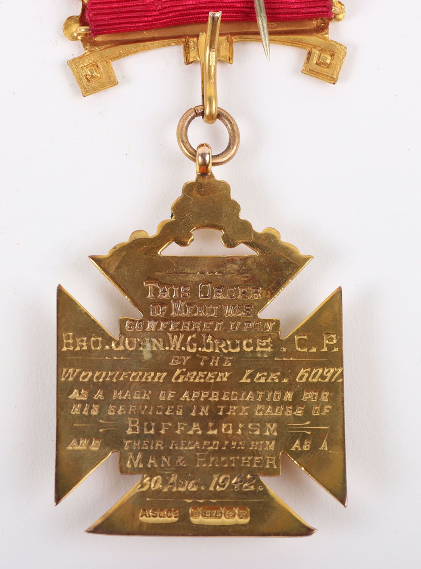 A 9ct gold Masonic Order of the Buffalo medal - Image 11 of 12