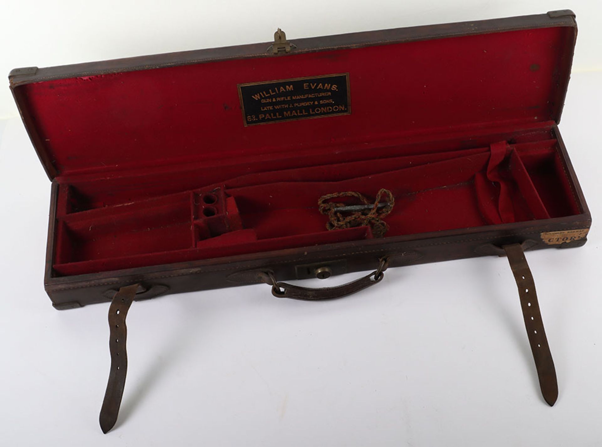 20th century leather and brass mounted single gun case - Image 3 of 9