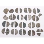 A large selection of hammered cut and fragment pennies and halfpennies