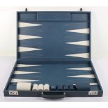 A large and superb quality Asprey blue leather backgammon set