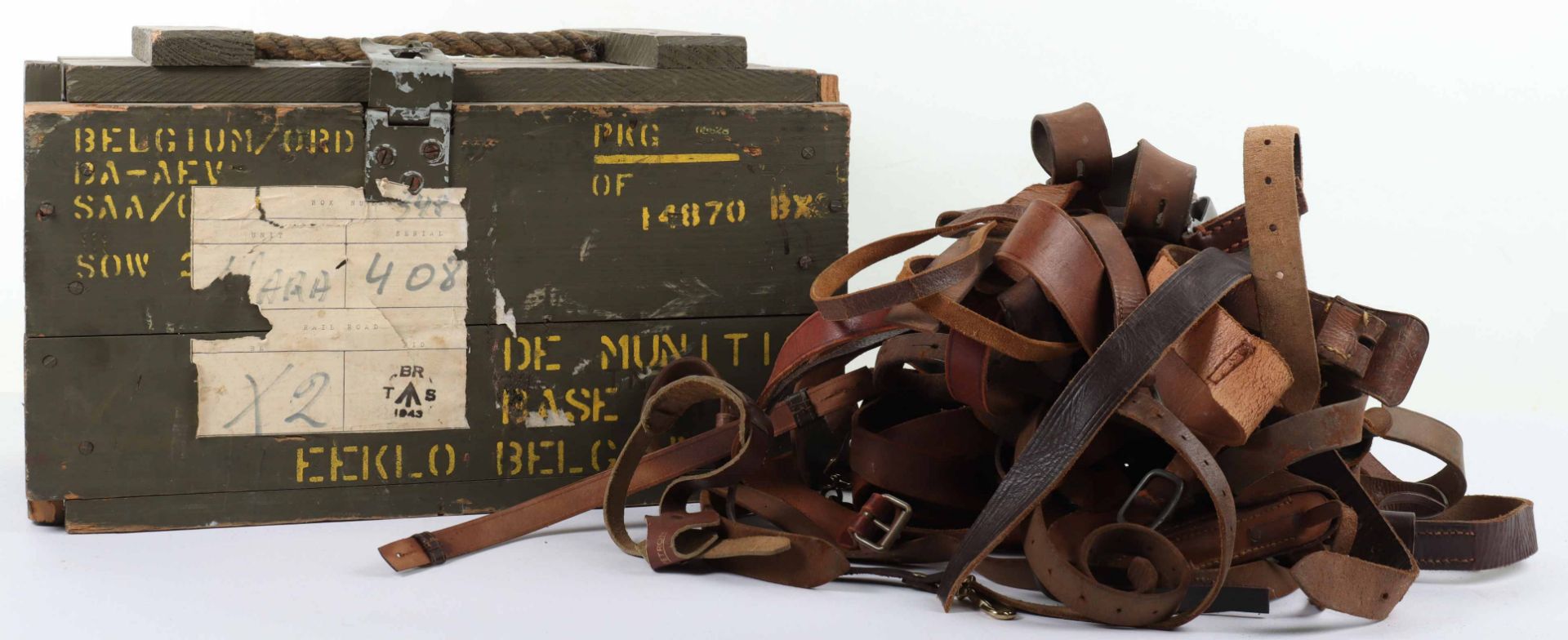 Various military style leather belts - Image 2 of 2