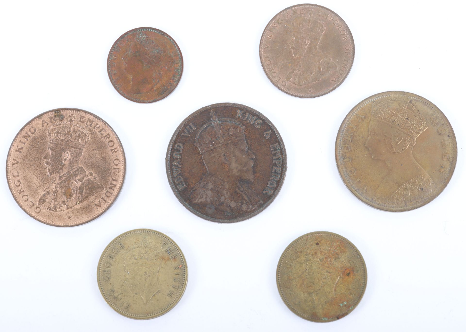 British Colonies, One Cent 1901, 1902, 1923 and 1933, Ten Cents 1949 and 1950, and 1884 Straits Sett