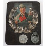 A WWII German plaque of a picture of Field Marshall Rommel