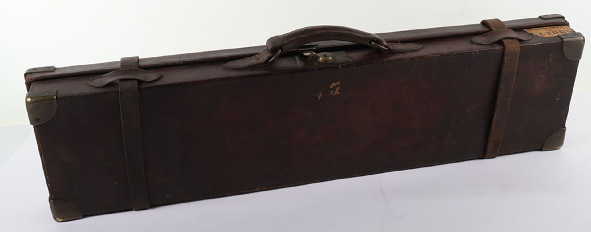 20th century leather and brass mounted single gun case - Image 8 of 9