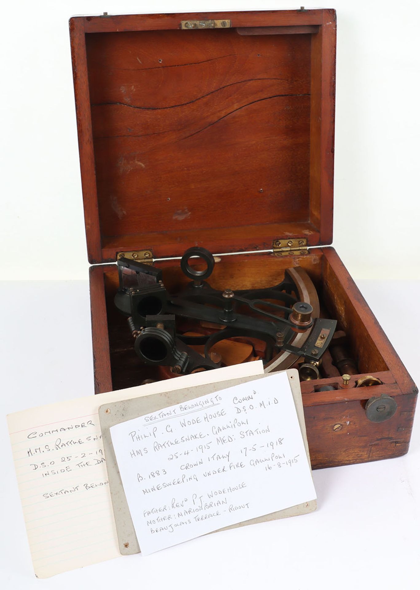 A Royal Navy sextant with Certificate of Examination dated 1899, belonging to Commander Philip G Wod - Image 3 of 7