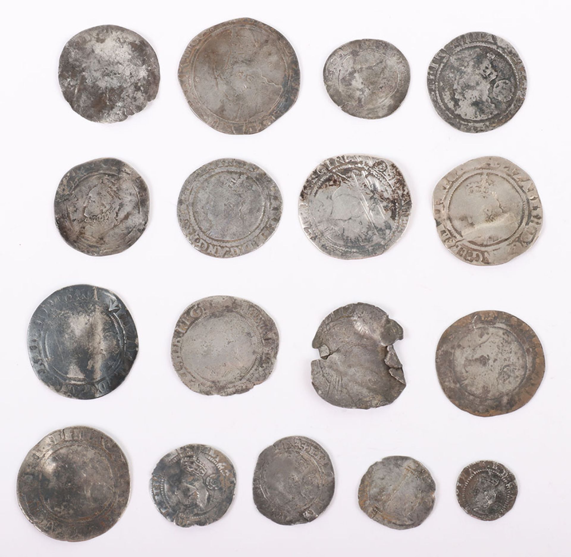 Elizabeth I (1558-1603), various shilling, sixpences, and pennies