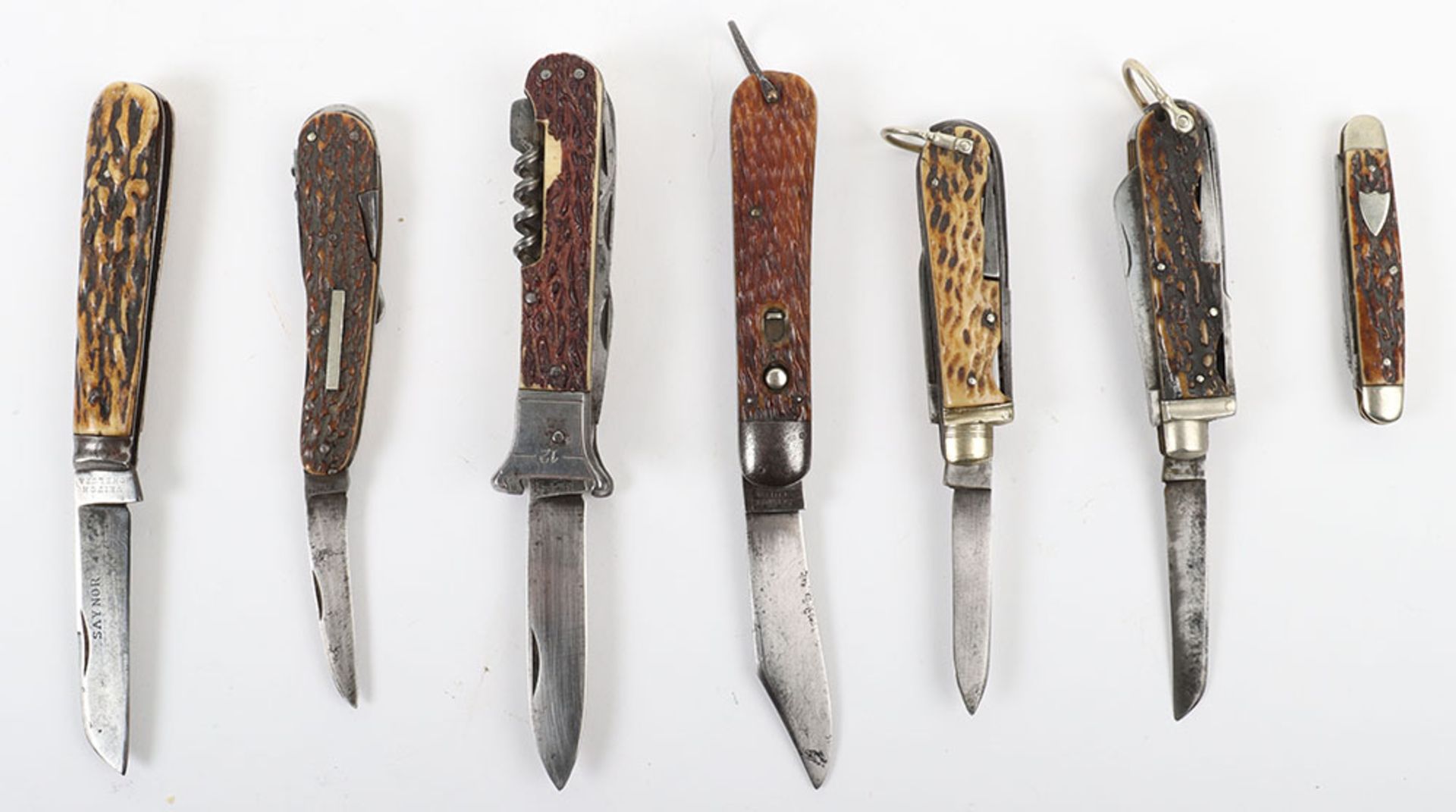 A selection of early antler horn folding knives and combination knives - Image 2 of 2