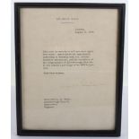 Interesting Autographed letter framed, Dwight D. Eisenhower. 1959
