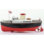 Fleischmann tinplate clockwork single funnel Ocean Liner, German 1930s