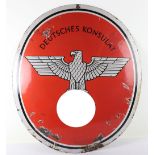 Rare WW2 German Third Reich Deutsche Konsulat Enamel Sign