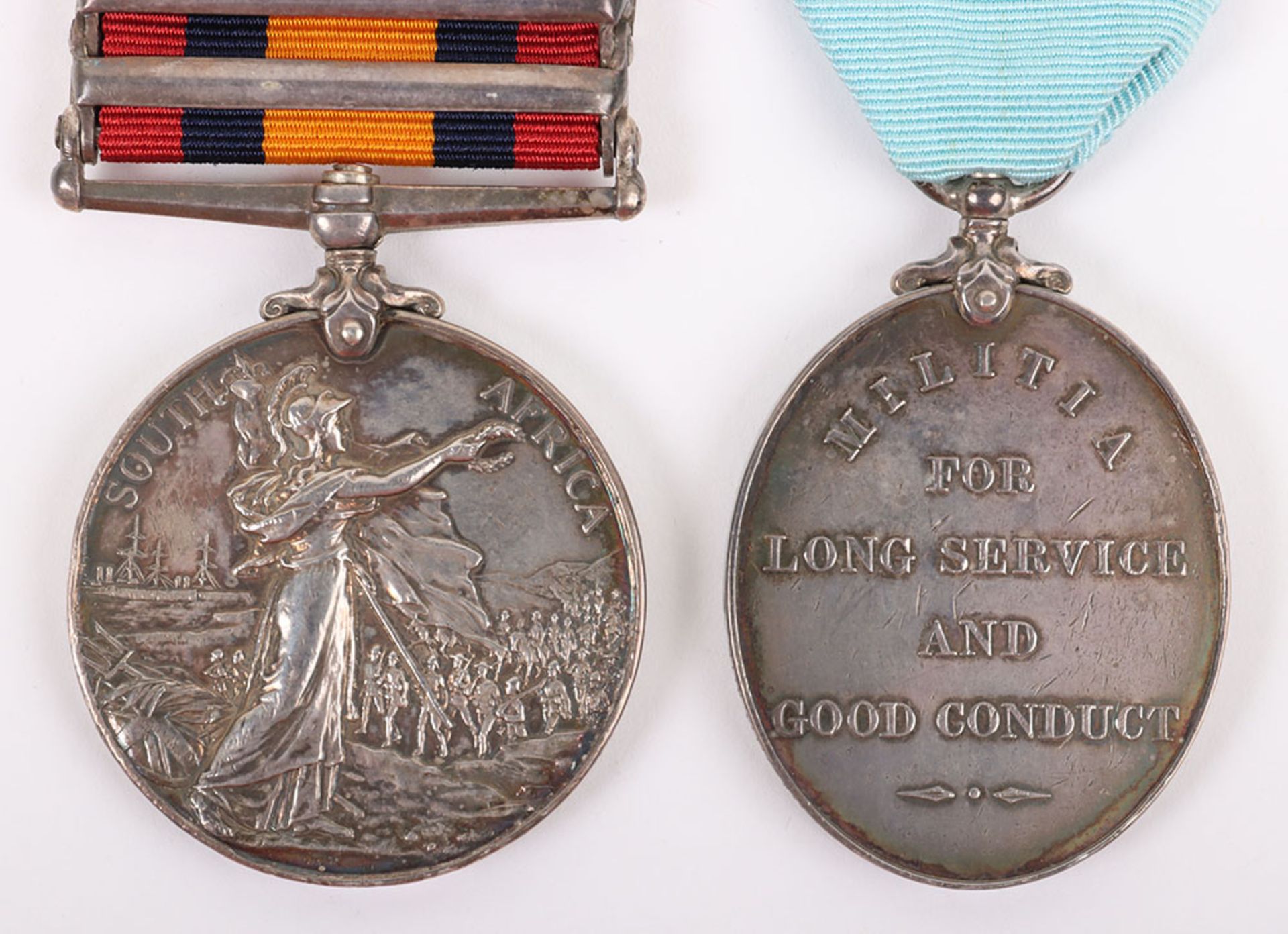 Boer War and Militia Long Service Pair of Medals Durham Light Infantry - Bild 4 aus 8