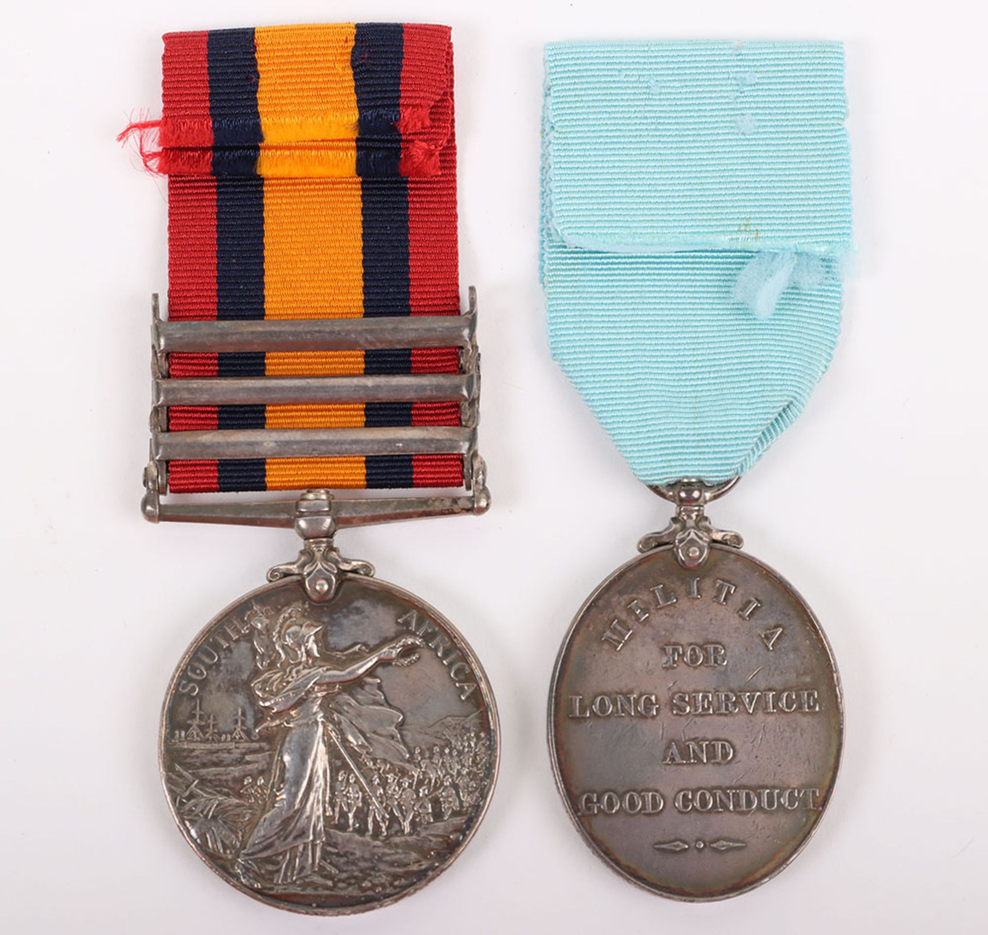 Boer War and Militia Long Service Pair of Medals Durham Light Infantry - Bild 3 aus 8