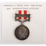 Scarce Rank Indian Mutiny Medal Awarded to a Collar Maker in the Royal Artillery